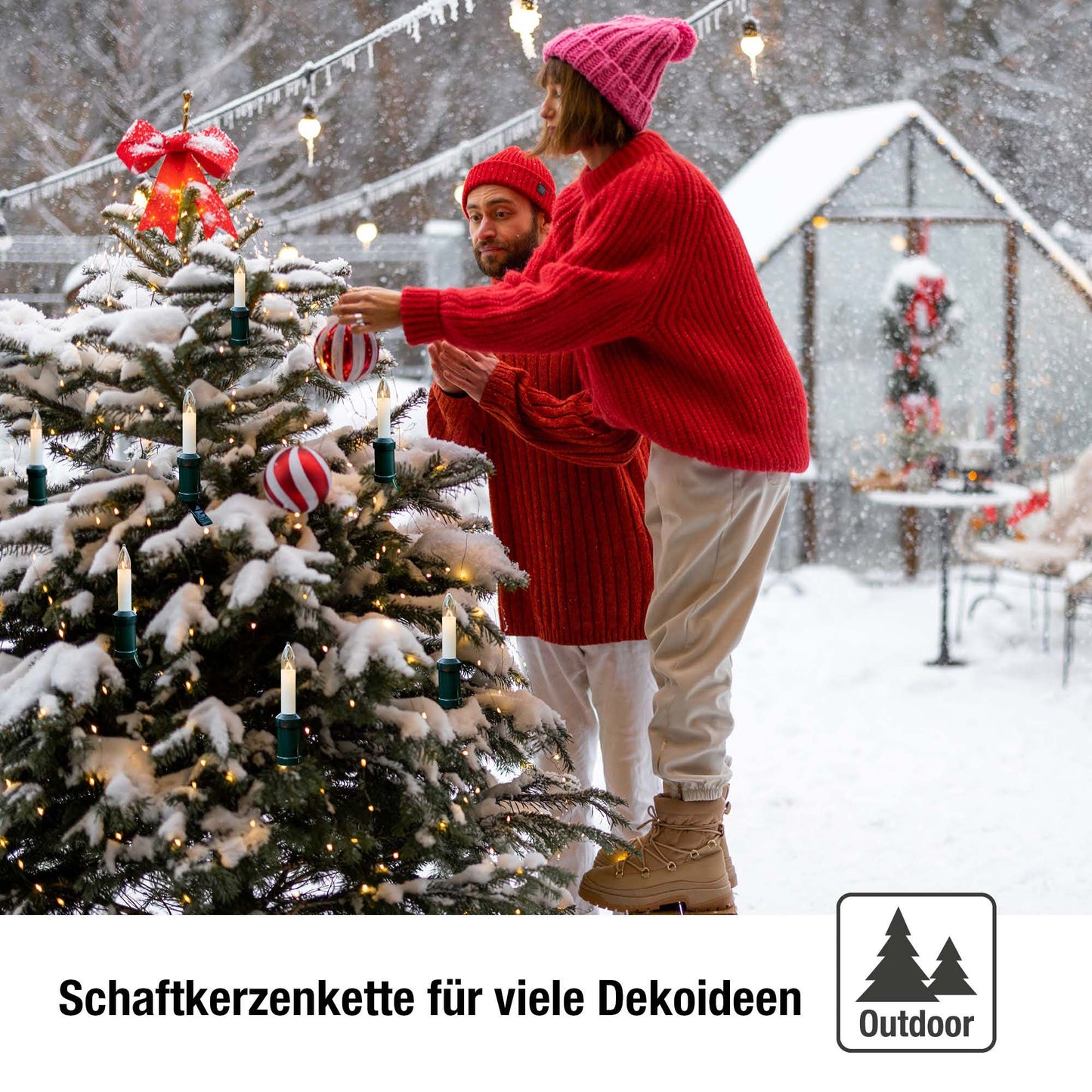 Lichterkette Weihnachtsbaum LED-Filament mit Flammeneffekt, Made in Germany,15 Lichter, beleuchte Länge 11,20 m, für Außen 845617