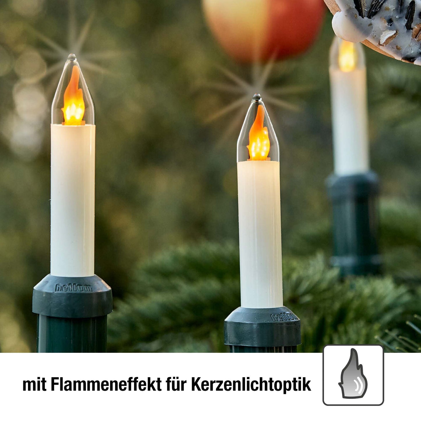 Lichterkette Weihnachtsbaum LED-Filament mit Flammeneffekt, Made in Germany,15 Lichter, beleuchte Länge 11,20 m, für Außen 845617
