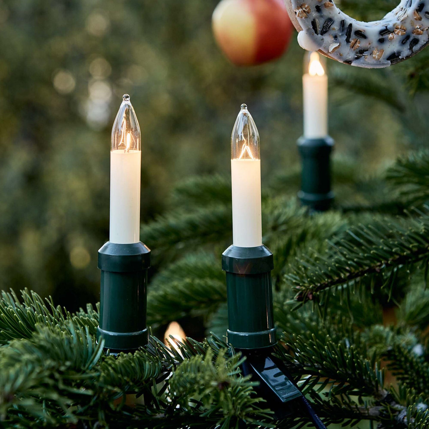 Lichterkette Weihnachtsbaum außen 30 teilig, Made in Germany, Schaftkerzen, Glühfaden