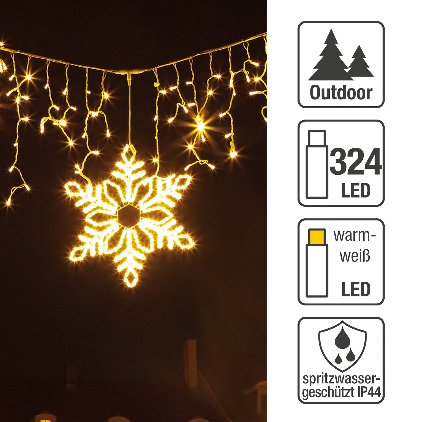 LED-Lichtschlauch "Schneeflocke" für Straßenbeleuchtung 324 LEDs ww 62 cm Ø, ohne Stecker