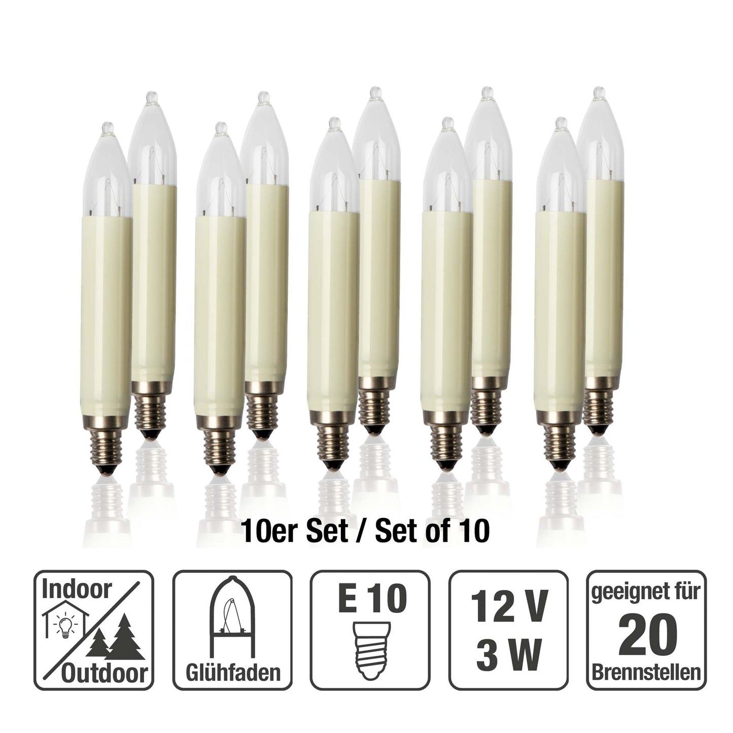 Schaftkerze,  12 V / 3 W, 10er Schachtel
