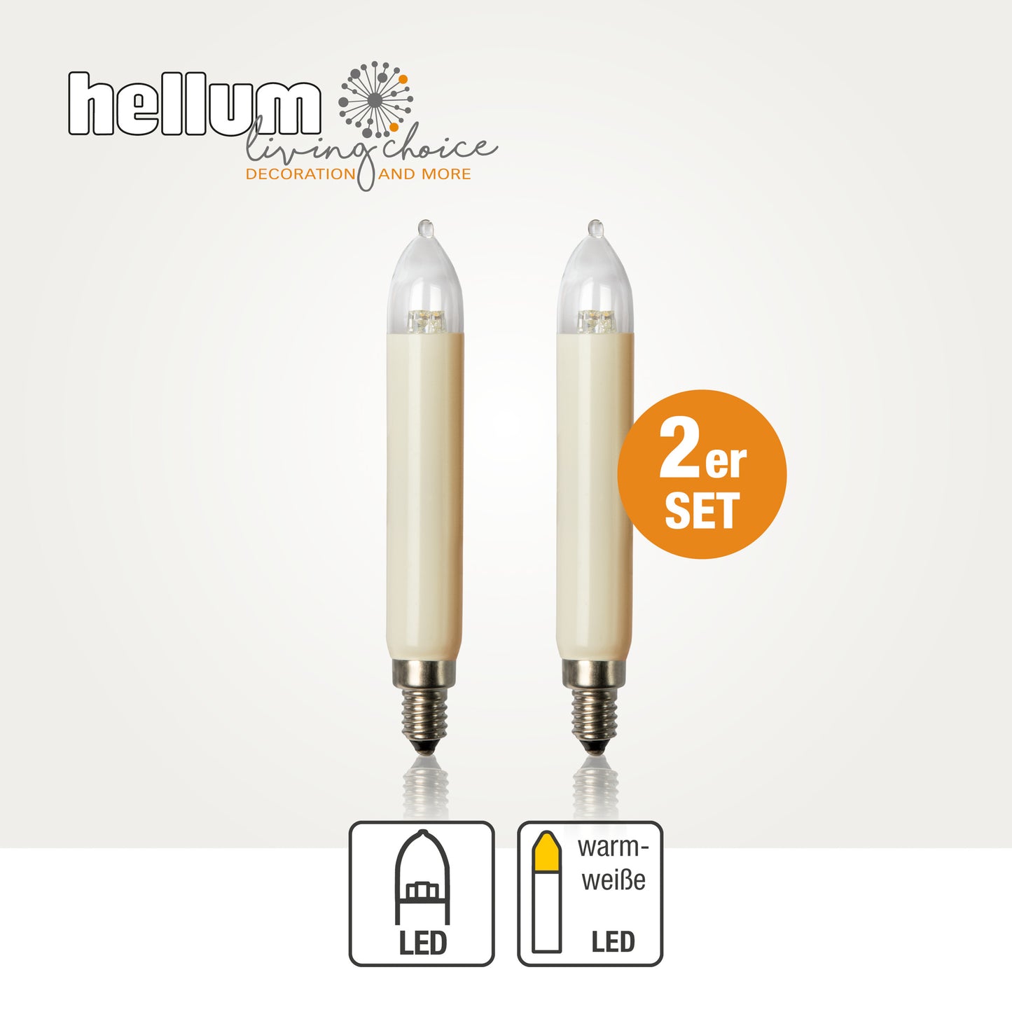 Ersatzkerzen Lichterkette LED 8-34V 0,5W für Lichterketten & Schwibbogen, 2 Stk Schaftkerzen E10 für 7-30 Brennstellen innen & außen 902044