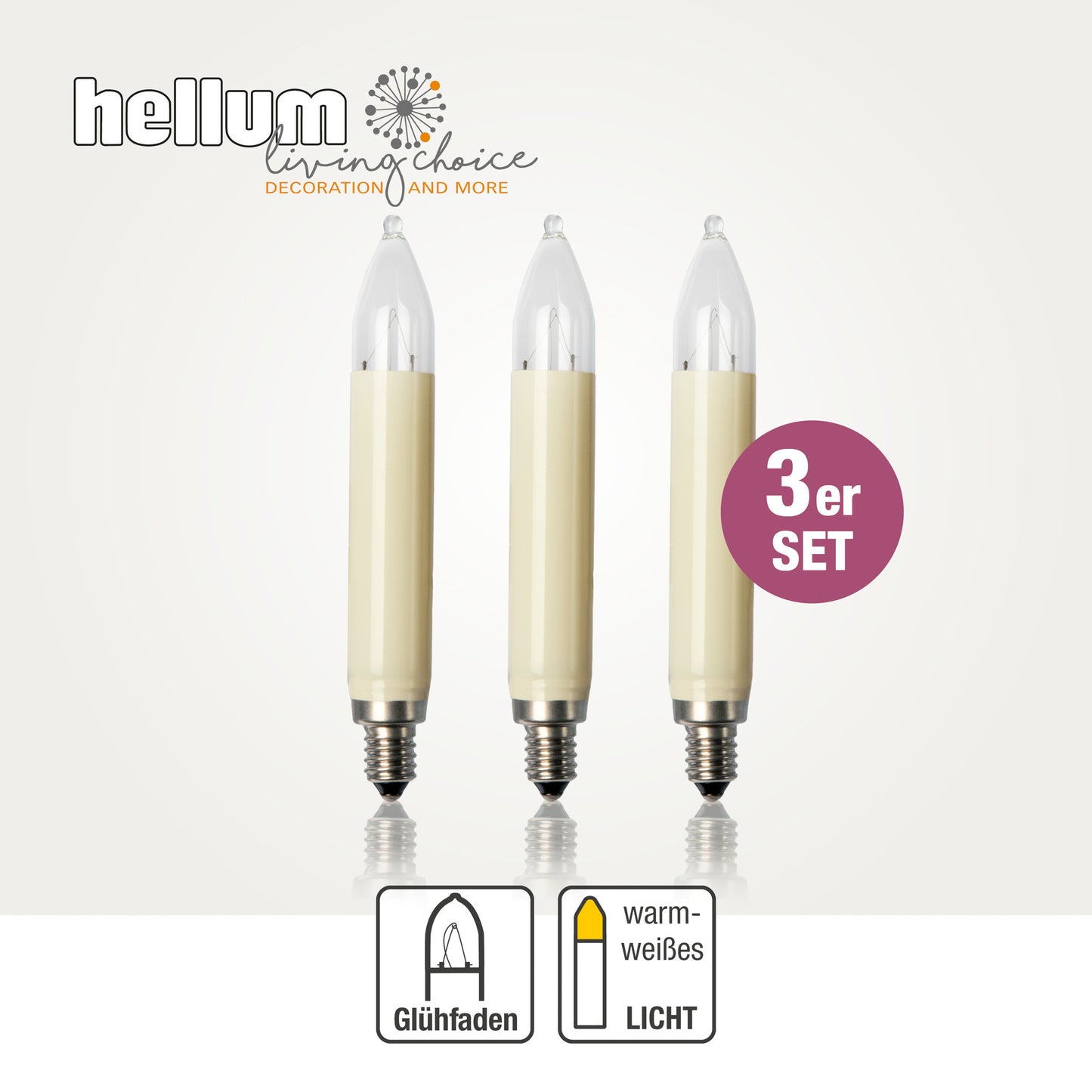 Ersatzkerzen Lichterkette 16V 3W für Lichterketten & Schwibbogen, 3 Stk Schaftkerzen E10 für 15 Brennstellen innen & außen 904031