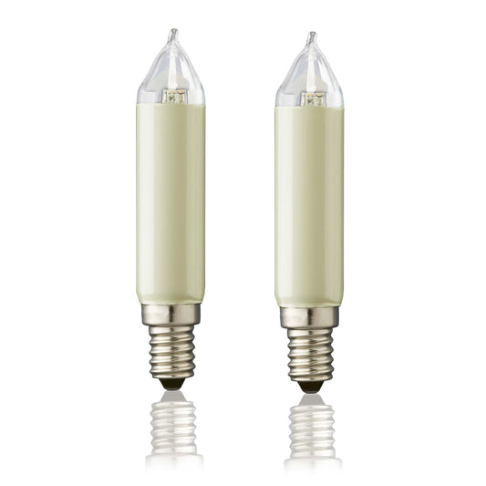 Ersatzkerzen Lichterkette LED 8-55V 0,6W für Lichterketten & Schwibbogen, 2 Stk Schaftkerzen E14 für 4-30 Brennstellen innen & außen 904949