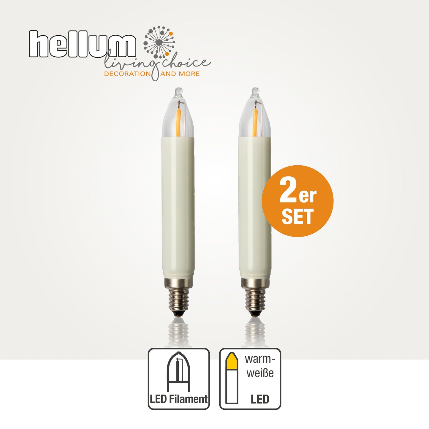 Ersatzkerzen Lichterkette LED-Filament 12V 0,5W für Lichterketten & Schwibbogen, 2 Stk Schaftkerzen E10 für 20 Brennstellen innen & außen 904956