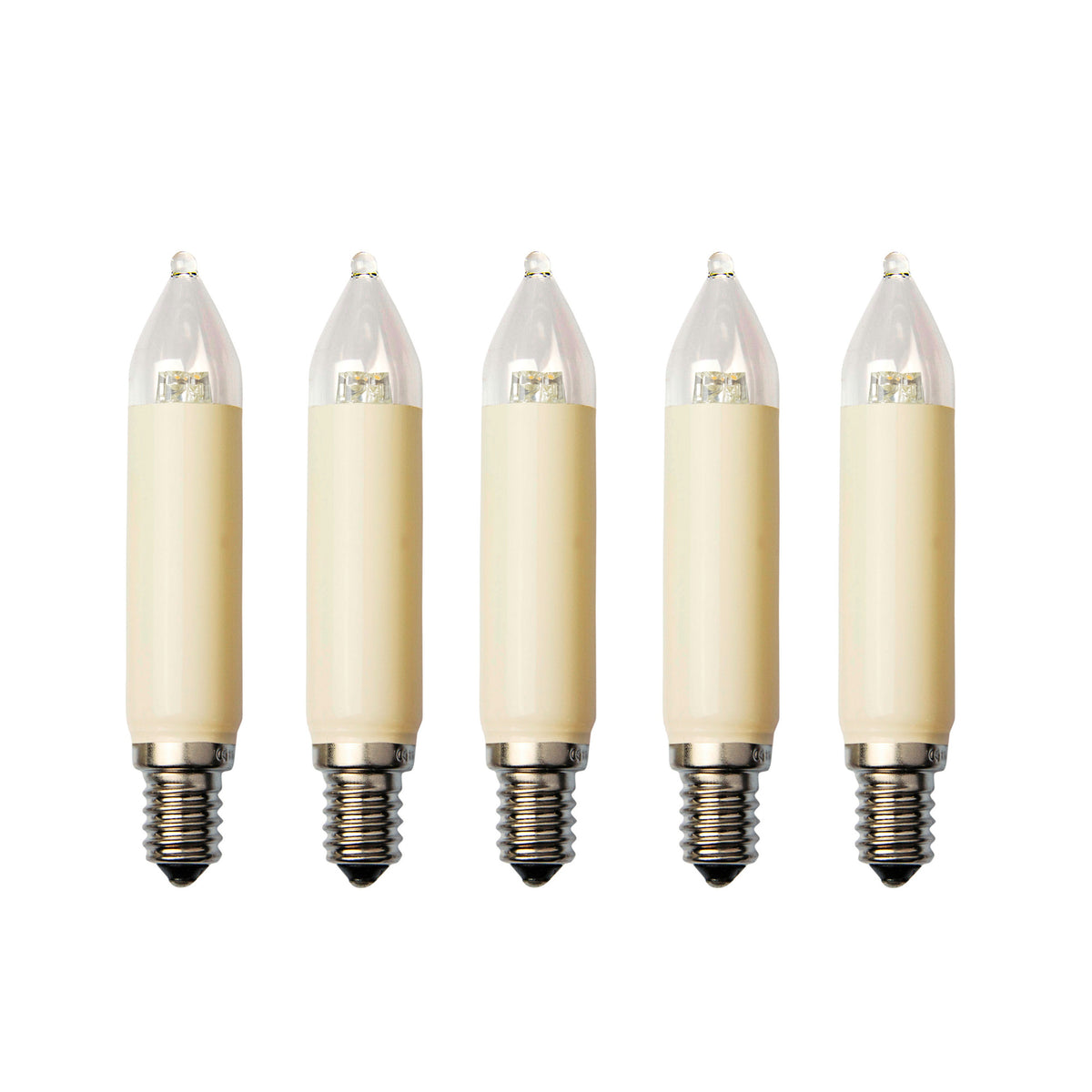 Ersatzkerzen Lichterkette LED 8-55V 0,1-0,5W für Lichterketten & Schwibbogen, 5 Stk Schaftkerzen E14 für 4-30 Brennstellen innen & außen 904987