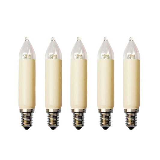 Ersatzkerzen Lichterkette LED 8-55V 0,1-0,5W für Lichterketten & Schwibbogen, 5 Stk Schaftkerzen E14 für 4-30 Brennstellen innen & außen 904987