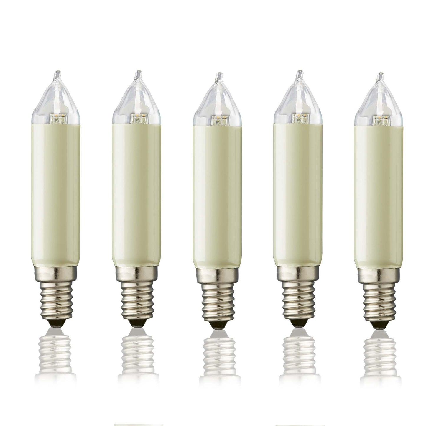 Ersatzkerzen Lichterkette LED 8-55V 0,1-0,5W für Lichterketten & Schwibbogen, 5 Stk Schaftkerzen E14 für 4-30 Brennstellen innen & außen 904987