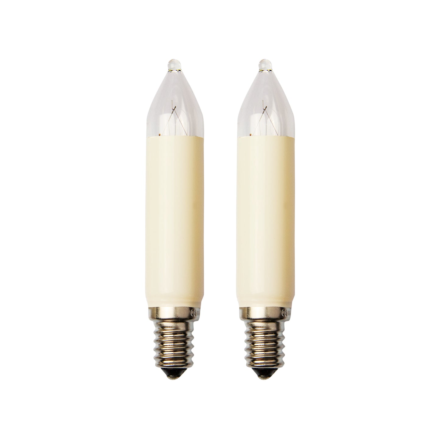 Ersatzkerzen Lichterkette 16V 7W für Lichterketten & Schwibbogen, 2 Stk Schaftkerzen E14 für 15 Brennstellen innen & außen 905045