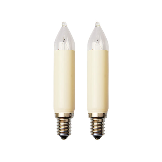 Ersatzkerzen Lichterkette 16V 7W für Lichterketten & Schwibbogen, 2 Stk Schaftkerzen E14 für 15 Brennstellen innen & außen 905045