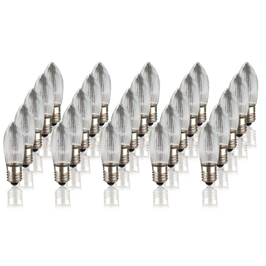 Ersatzkerzen Lichterkette 8V 3W für Lichterketten & Schwibbogen, 25 Stk Riffelkerzen E10 für 30 Brennstellen innen 911114