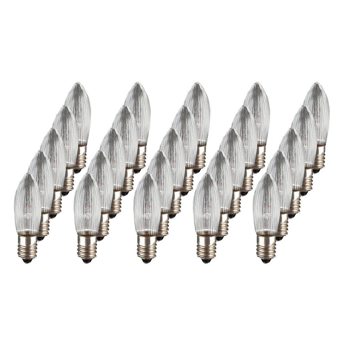 Ersatzkerzen Lichterkette 5V 3W für Lichterketten & Schwibbogen, 25 Stk Riffelkerzen E10 für 50 Brennstellen innen 910117