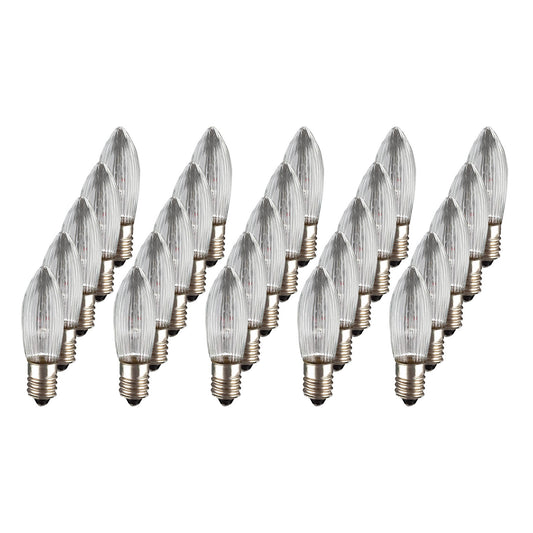 Ersatzkerzen Lichterkette 5V 3W für Lichterketten & Schwibbogen, 25 Stk Riffelkerzen E10 für 50 Brennstellen innen 910117