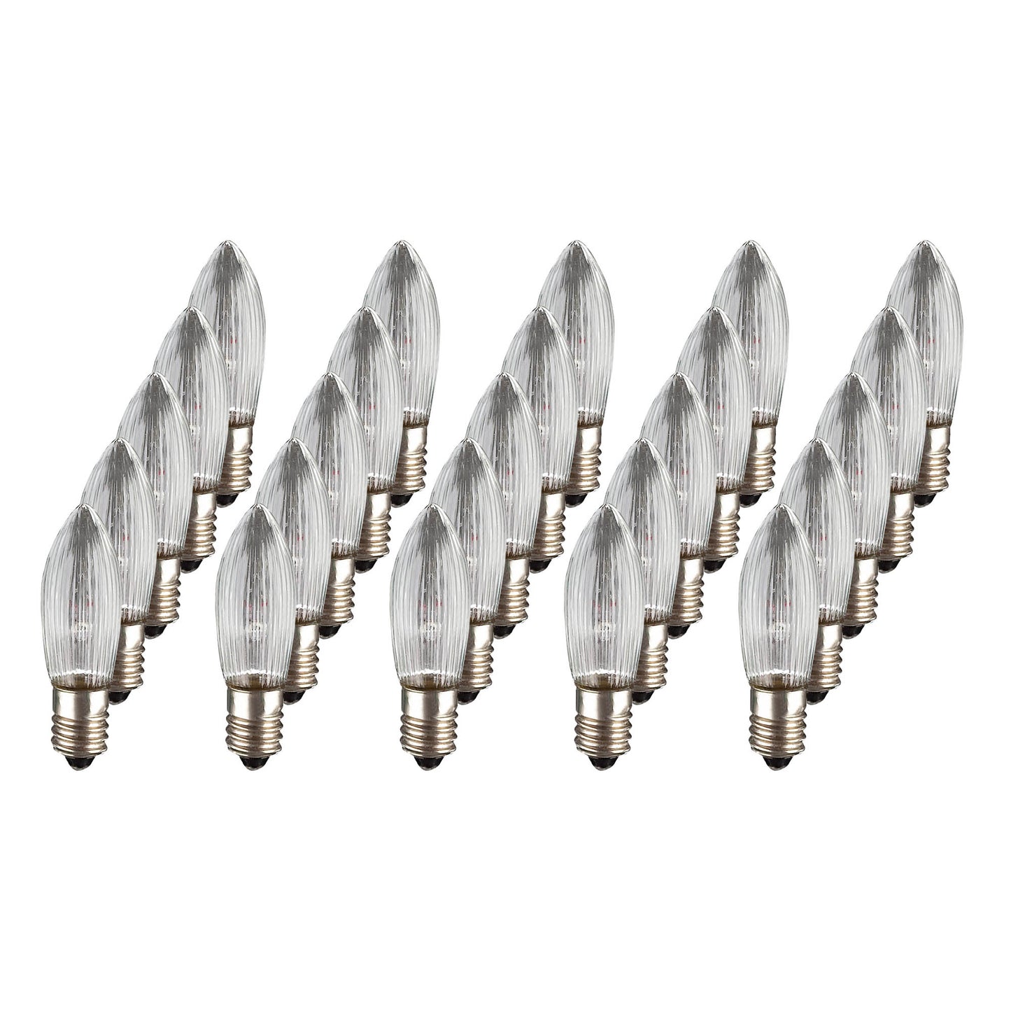 Ersatzkerzen Lichterkette 12V 3W für Lichterketten & Schwibbogen, 25 Stk Riffelkerzen E10 für 20 Brennstellen innen 912111