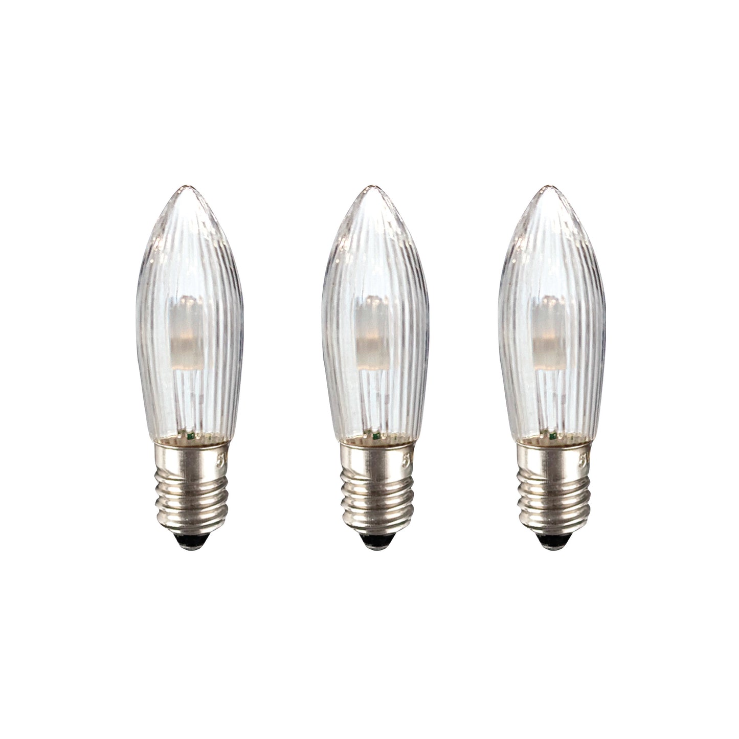 Ersatzkerzen Lichterkette LED 8-55V 0,5W für Lichterketten & Schwibbogen, 3 Stück Riffelkerzen E10 für 4-30 Brennstellen innen 912333