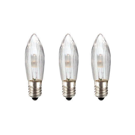Ersatzkerzen Lichterkette LED 8-55V 0,5W für Lichterketten & Schwibbogen, 3 Stück Riffelkerzen E10 für 4-30 Brennstellen innen 912333