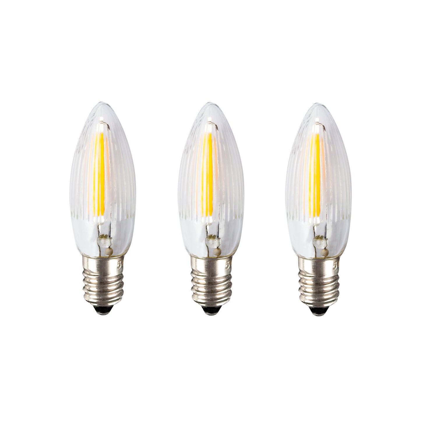 Ersatzkerzen Lichterkette LED-Filament 12V 0,5W für Lichterketten & Schwibbogen, 3 Stk Riffelkerzen E10 für 20 Brennstellen innen & außen 912340