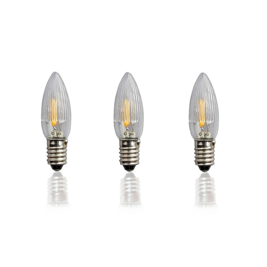 Ersatzkerzen Lichterkette LED-Filament 8V 0,3W für Lichterketten & Schwibbogen, 3 Stk Riffelkerzen E10 für 30 Brennstellen innen & außen 912425