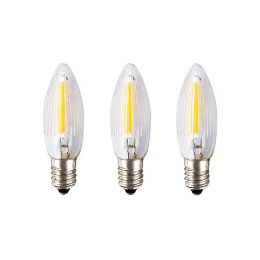 Ersatzkerzen Lichterkette LED-Filament 8V 0,3W für Lichterketten & Schwibbogen, 3 Stk Riffelkerzen E10 für 30 Brennstellen innen & außen 912425