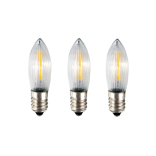 Ersatzkerzen Lichterkette LED-Filament 16V 0,5W für Lichterketten & Schwibbogen, 3 Stk Riffelkerzen E10 für 15 Brennstellen innen 914306