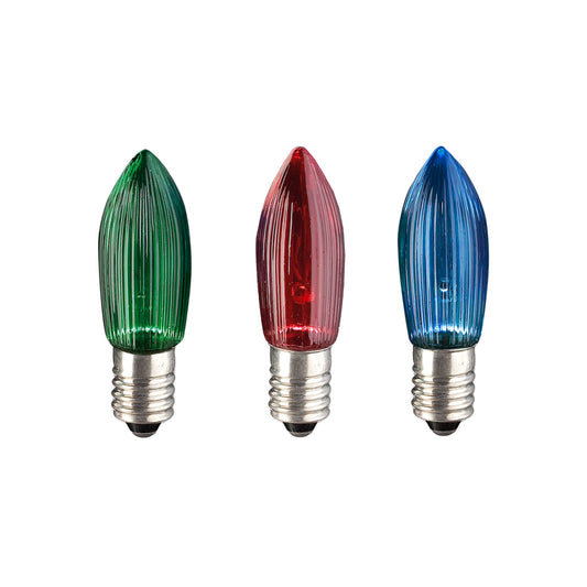 Ersatzkerzen Lichterkette 16V 3W für Lichterketten & Schwibbogen, 3 Stk Riffelkerzen E10 für 15 Brennstellen innen 914733