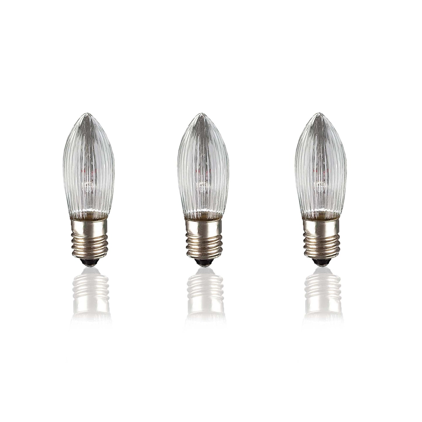 Ersatzkerzen Lichterkette 48V 3W für Lichterketten & Schwibbogen, 3 Stk Riffelkerzen E10 für 5 Brennstellen innen 915136