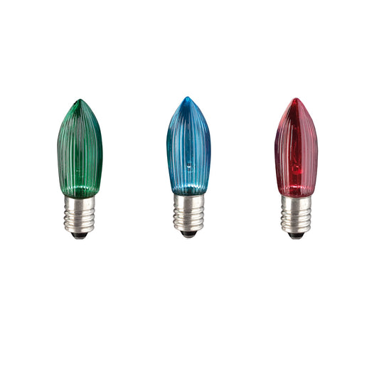 Ersatzkerzen Lichterkette 23V 3W für Lichterketten & Schwibbogen, 3 Stk Riffelkerzen E10 für 10 Brennstellen innen 918731
