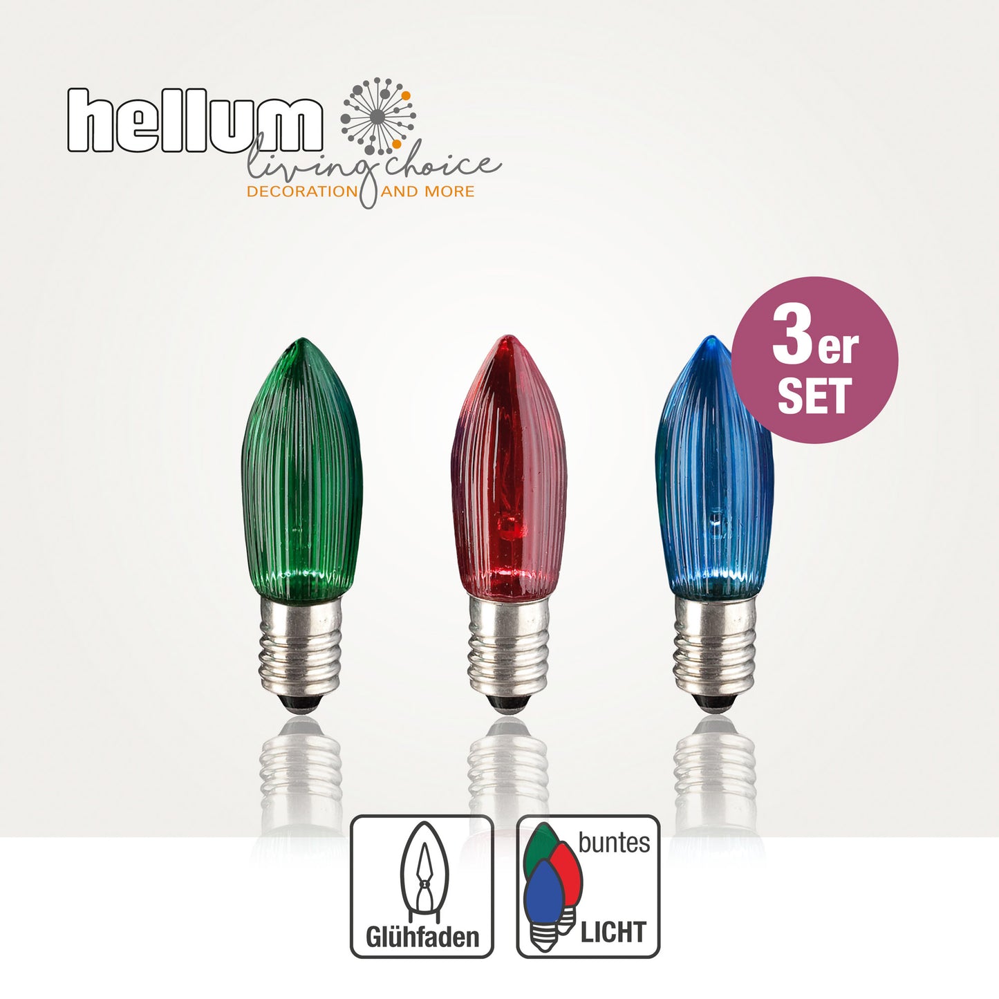 Ersatzkerzen Lichterkette 23V 3W für Lichterketten & Schwibbogen, 3 Stk Riffelkerzen E10 für 10 Brennstellen innen 918731