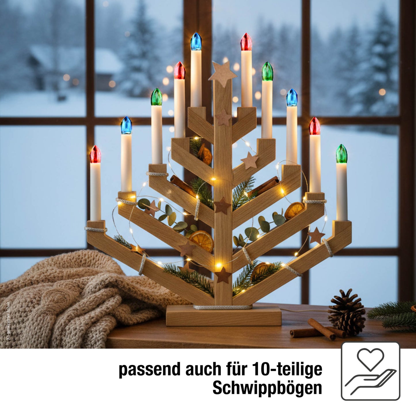 Ersatzkerzen Lichterkette 23V 3W für Lichterketten & Schwibbogen, 3 Stk Riffelkerzen E10 für 10 Brennstellen innen 918731