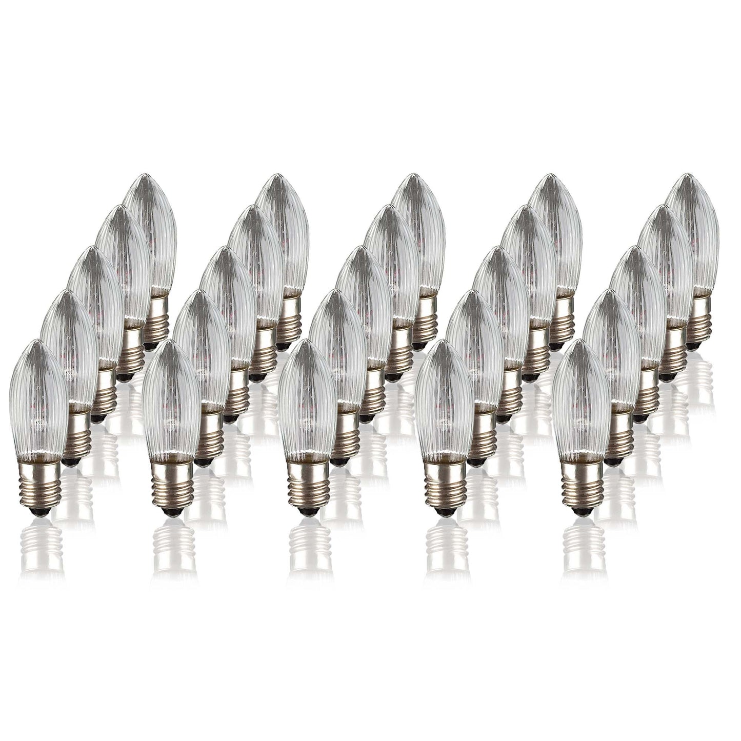 Ersatzkerzen Lichterkette 34V 3W für Lichterketten & Schwibbogen, 25 Stk Riffelkerzen E10 für 7 Brennstellen innen 919110