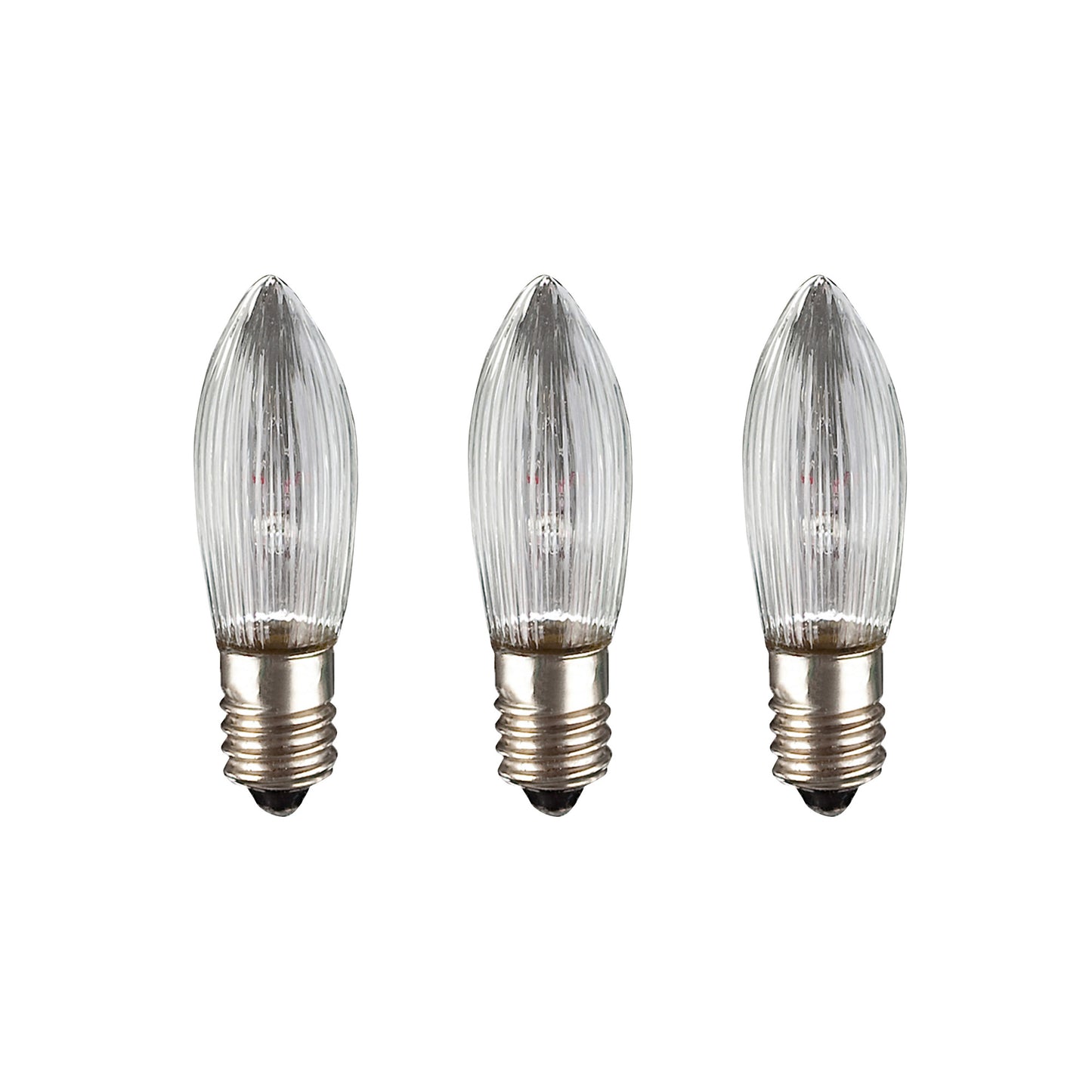 Ersatzkerzen Lichterkette 12V 2,5W für Lichterketten & Schwibbogen, 3 Stk Riffelkerzen E10 für 20 Brennstellen innen 919233