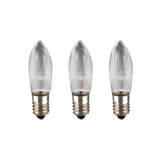 Ersatzkerzen Lichterkette 12V 2,5W für Lichterketten & Schwibbogen, 3 Stk Riffelkerzen E10 für 20 Brennstellen innen 919233
