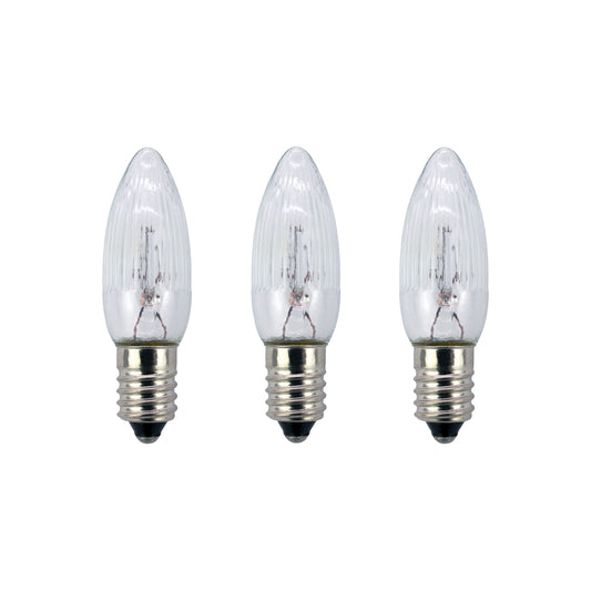 Ersatzkerzen Lichterkette 12V 3W für Lichterketten & Schwibbogen, 3 Stk Riffelkerzen E10 für 20 Brennstellen innen & außen 920024