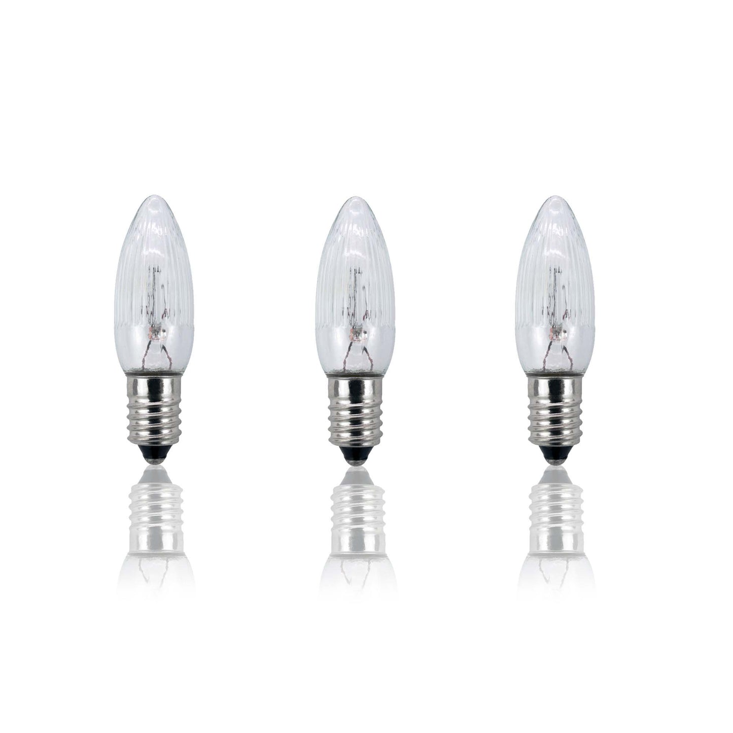 Ersatzkerzen Lichterkette 16V 3W für Lichterketten & Schwibbogen, 3 Stk Riffelkerzen E10 für 15 Brennstellen innen & außen 920031