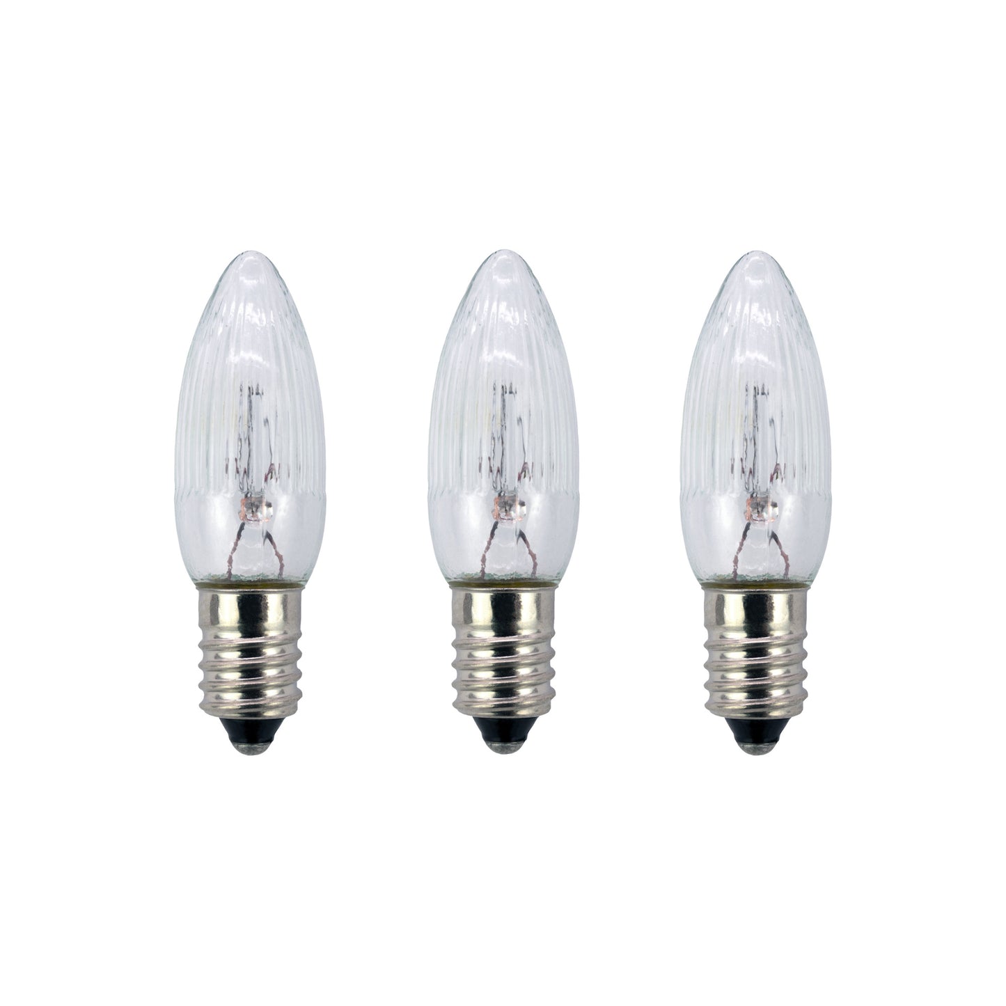 Ersatzkerzen Lichterkette 16V 3W für Lichterketten & Schwibbogen, 3 Stk Riffelkerzen E10 für 15 Brennstellen innen & außen 920031