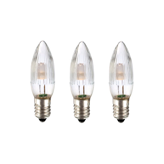 Ersatzkerzen Lichterkette LED 8-55V 0,1-0,5W für Lichterketten & Schwibbogen, 3 Stk Riffelkerzen E10 für innen & außen 920055