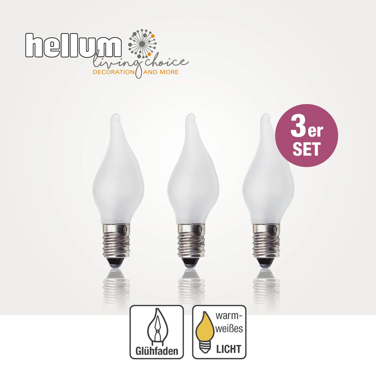 Ersatzkerzen Lichterkette 16V 3W für Lichterketten & Schwibbogen, 3 Stk Riffelkerzen E10 für 15 Brennstellen innen & außen 922035