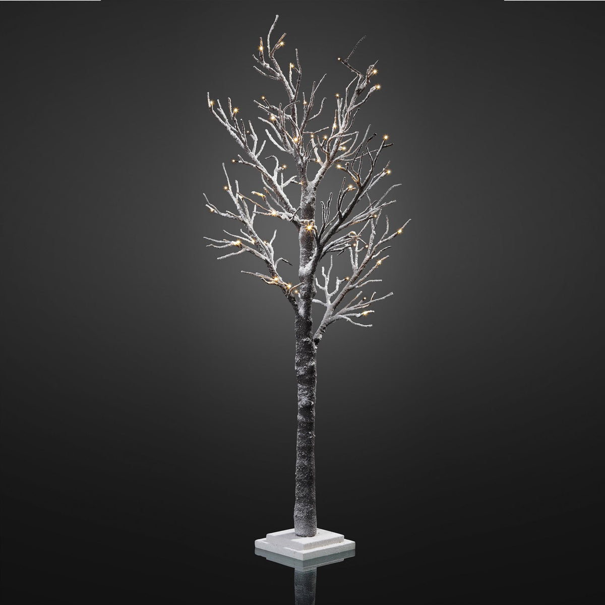 LED Baum beschneit innen, 30 LED warmweiß, 10x10x70 cm, Innen-Transfor – Hellum Direkt