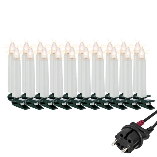 20-tlg. LED-Riffelkerzenkette, warm-weiß, für außen, teilb. Stecker