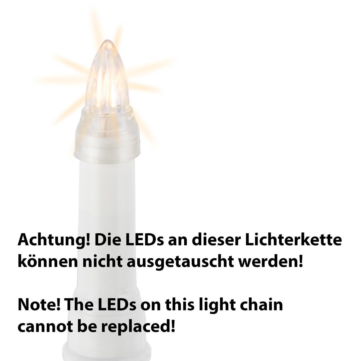 24-tlg. LED-Riffelkerzenkette, warm-weiß, für außen, mit Transformator