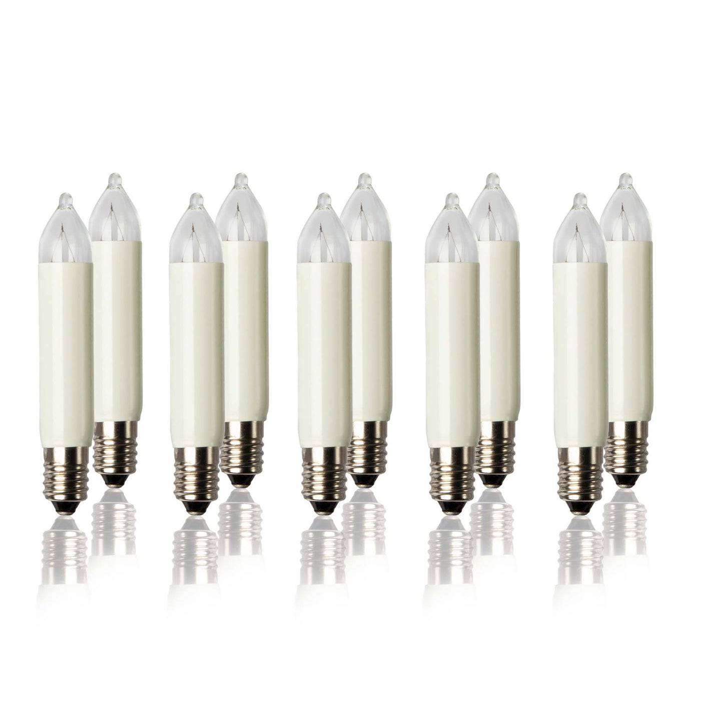 Ersatzkerzen Lichterkette 8V 3W für Lichterketten & Schwibbogen, 10Stk Kleinschaftkerzen E10 für 30 Brennstellen innen & außen 932010