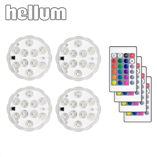 4er-Set_LED-Unterwasser-Deko-Beleuchtung, 10 RGB-LEDs