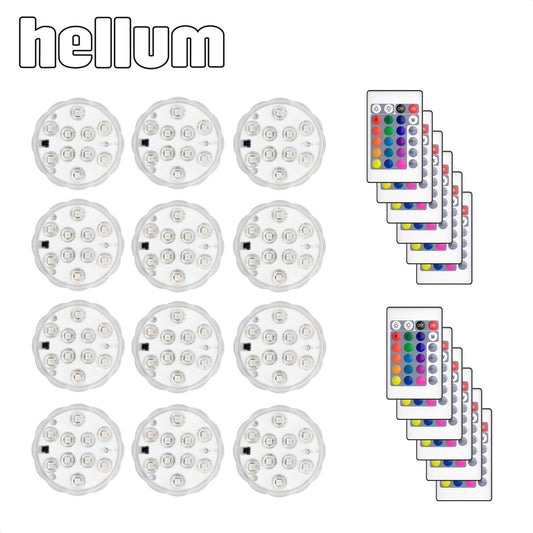 12er-Set_LED-Unterwasser-Deko-Beleuchtung, 10 RGB-LEDs