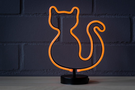 LED-Katze, orange, Höhe: 30 cm, batteriebetrieben