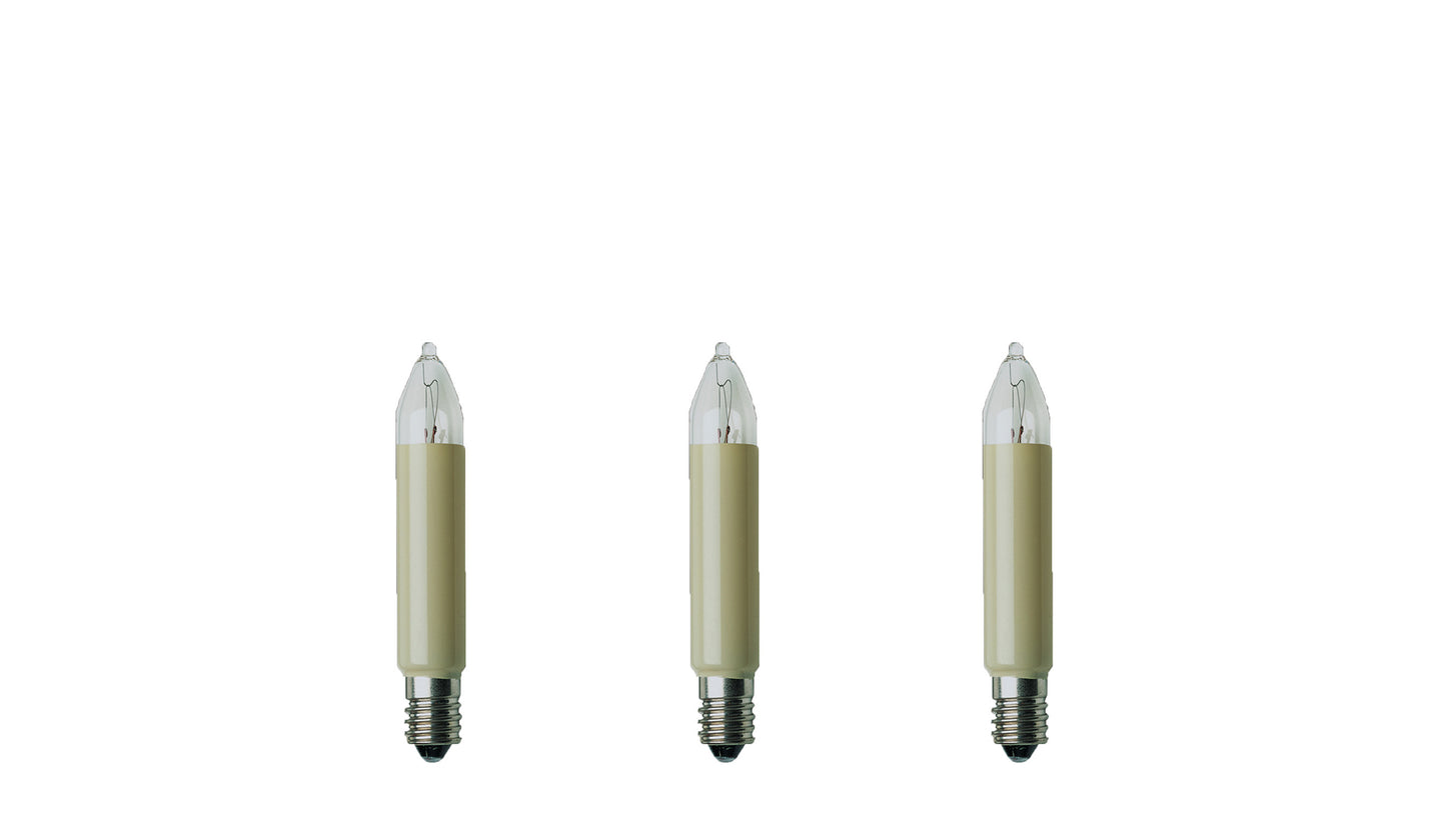 Kleinschaftkerze, elfenbein,  16 V / 3 W, 3er Blister, for 151329 151398