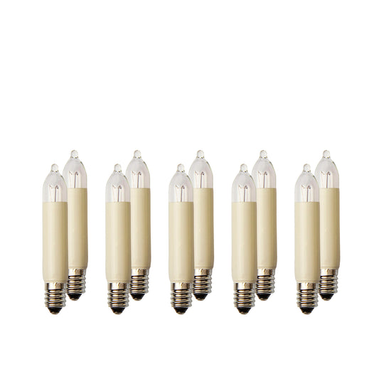 Ersatzkerzen Lichterkette 16V 3W für Lichterketten & Schwibbogen, 10 Stk Kleinschaftkerzen E10 für 15 Brennstellen innen & außen 934045