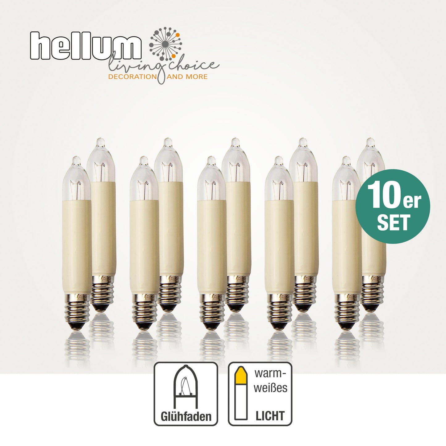 Ersatzkerzen Lichterkette 16V 3W für Lichterketten & Schwibbogen, 10 Stk Kleinschaftkerzen E10 für 15 Brennstellen innen & außen 934045