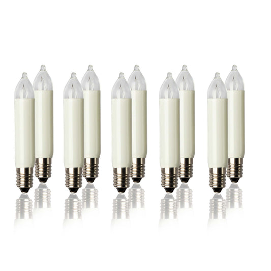 Ersatzkerzen Lichterkette 16V 3W für Lichterketten & Schwibbogen, 10 Stk Kleinschaftkerzen E10 für 15 Brennstellen innen & außen 934045