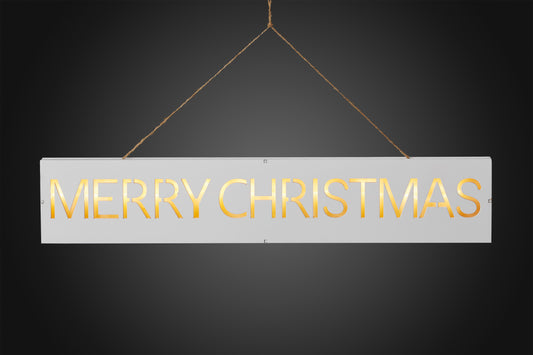 LED-Holzschild "Merry Christmas", 11 LEDs ww, batteriebetrieben