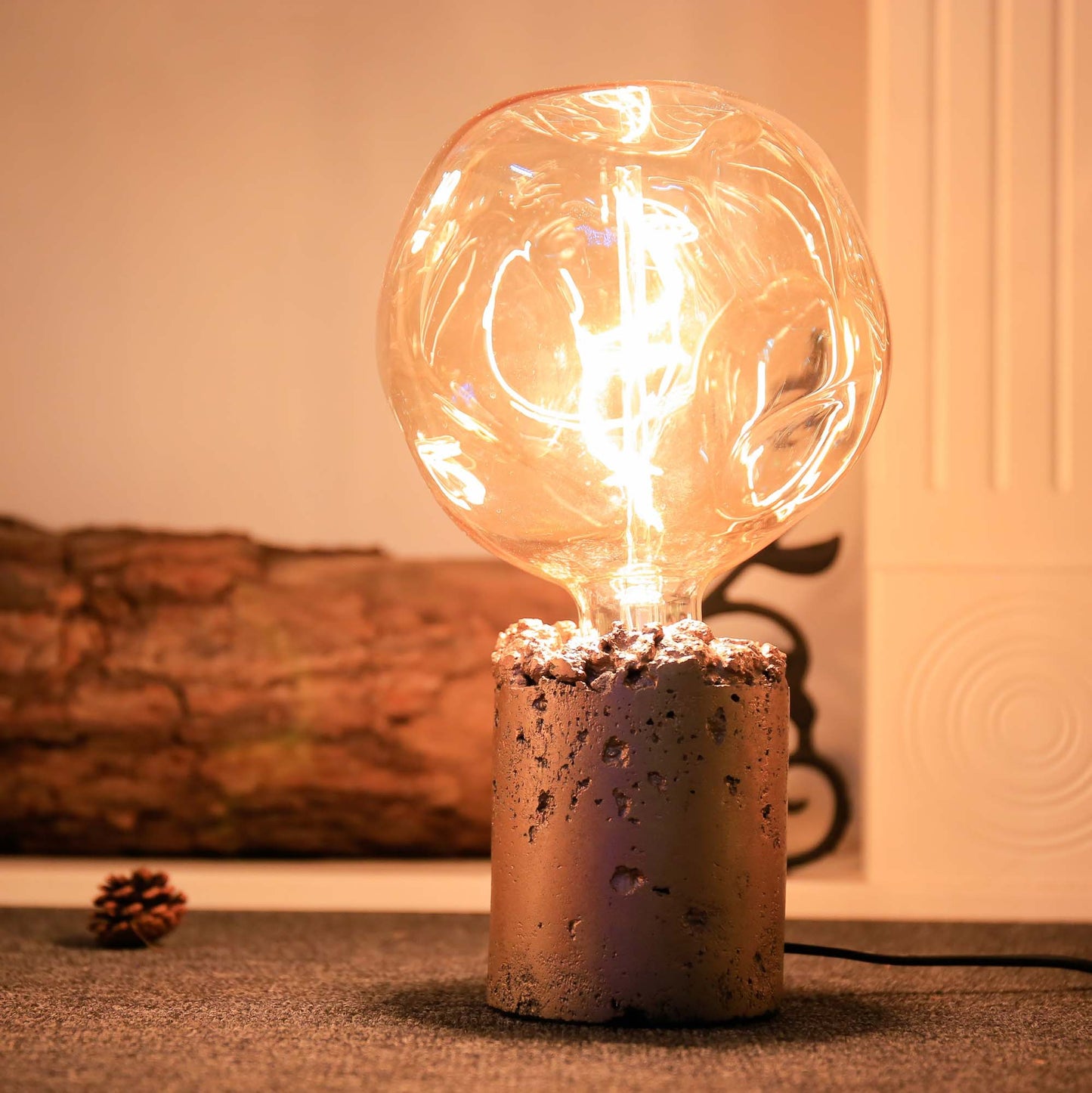 Zement-Sockel für E27 Lampen, rose-goldf.1,5m Zuleitung, AN/AUS-Schalter, ohne Leuchtmittel